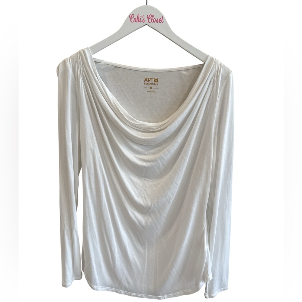Apt.9 Womens White Long Sleeve Top, NWT, Size-M, Color-White